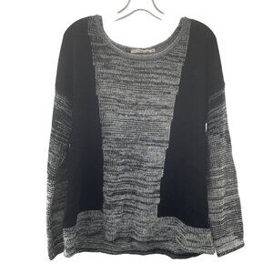 Ellison Women's Knit Pullover Sweater Long Sleeve Black/Gray Size Large